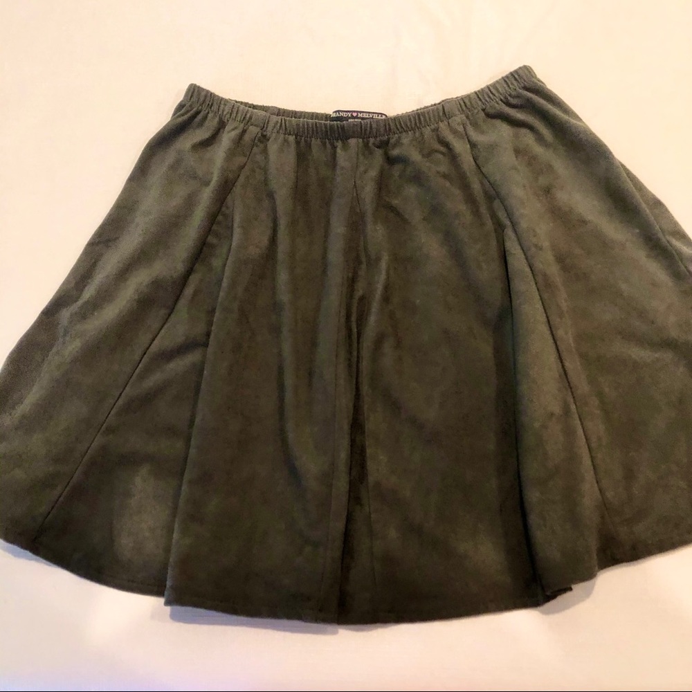Brandy Melville Velvet Olive Green Skirt